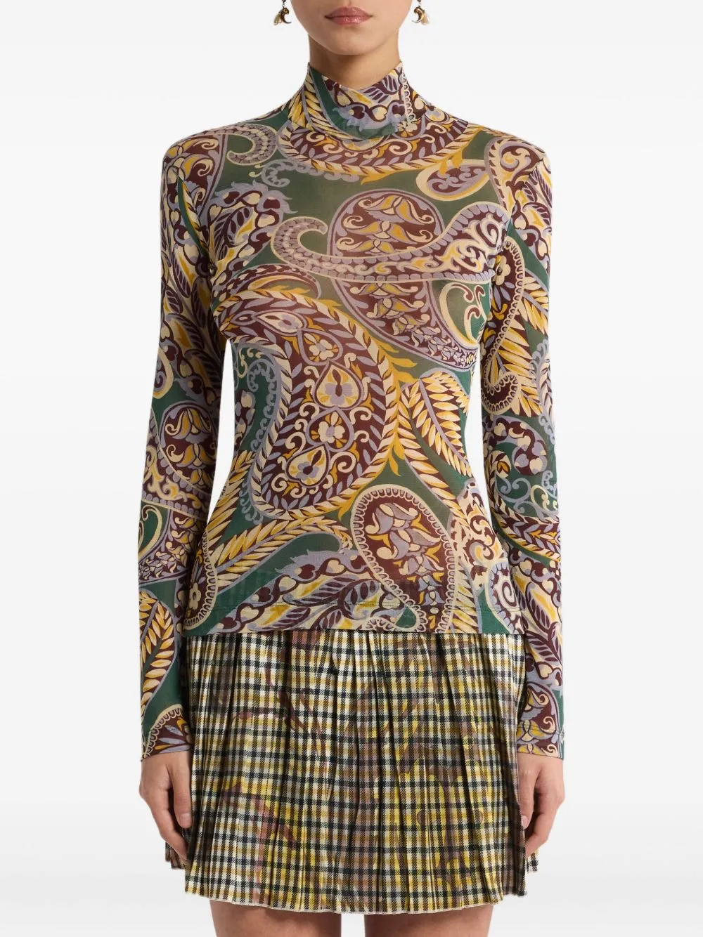PAISLEY-PRINT TURTLENECK FITTED TOP sold by Lord & Taylor product image thumbnail 4