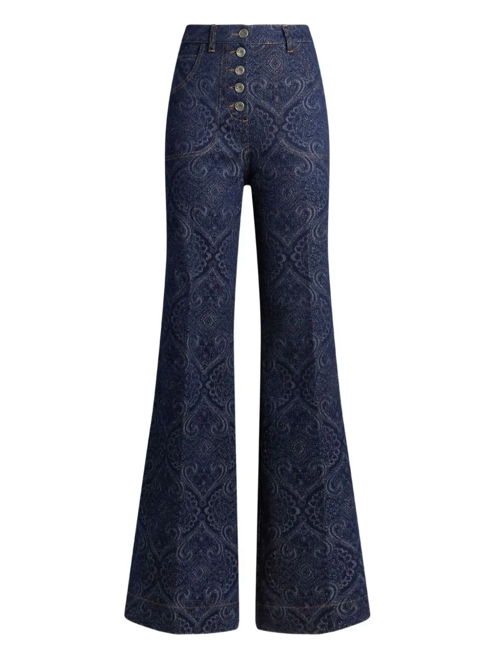 FLARED JACQUARD DENIM JEANS WITH PEGASO BUTTONS sold by Lord & Taylor