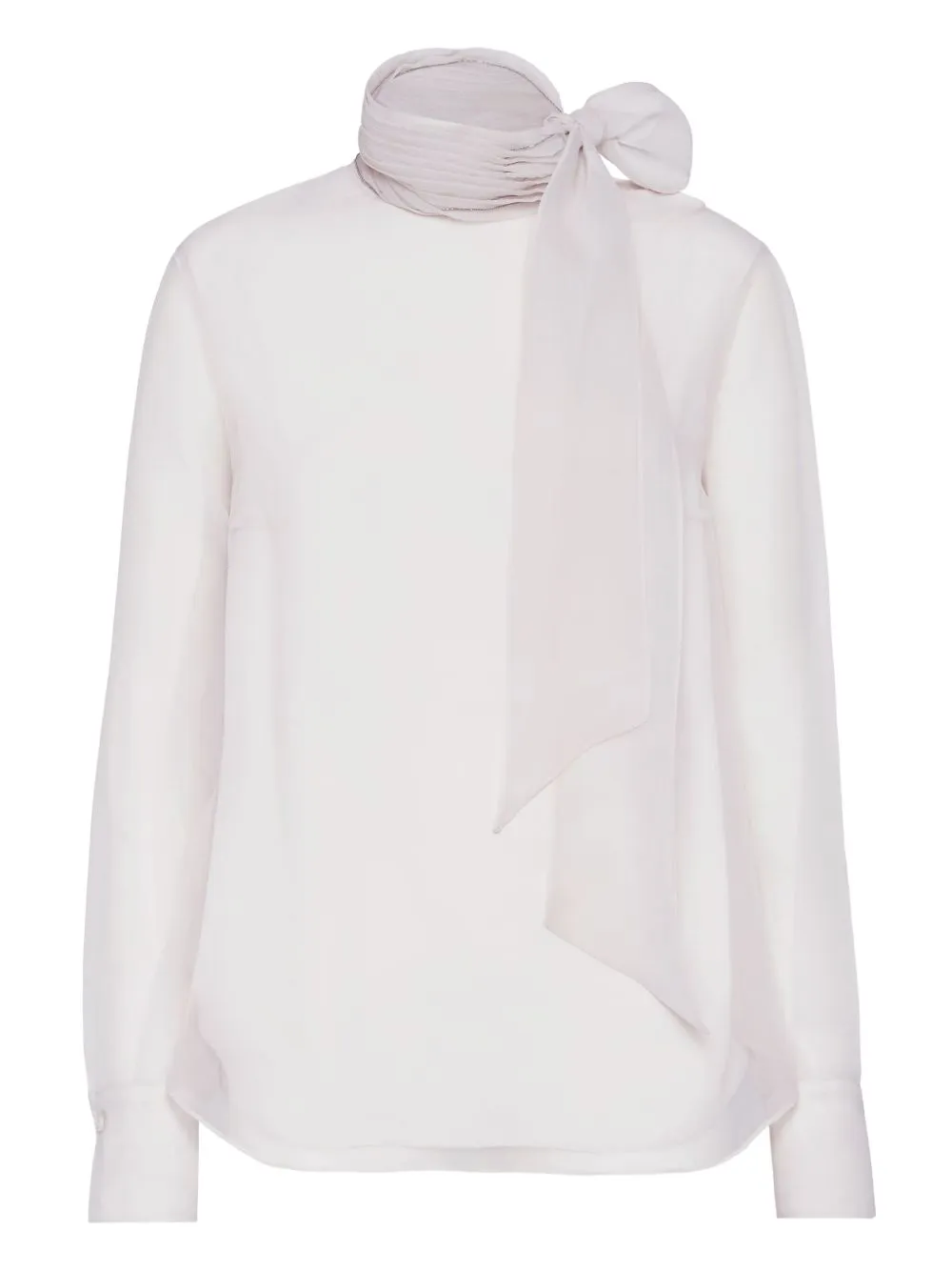 CRISPY SILK PUSSYBOW BLOUSE WITH MONILI sold by Lord & Taylor