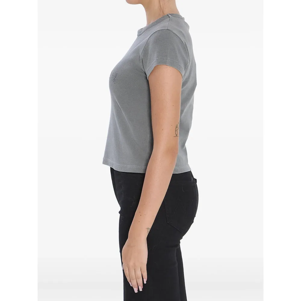 Grey Ribbed Rhinestone T-Shirt sold by Lord & Taylor product image thumbnail 3