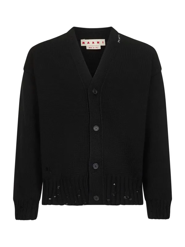 Black Cotton Marni Symbol Cardigan sold by Lord & Taylor