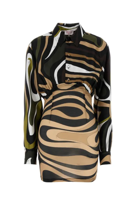 PRINTED TWILL AND STRETCH MESH MINI DRESS sold by Lord & Taylor