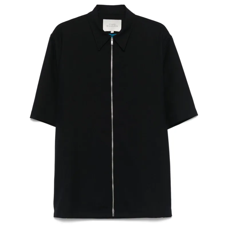 Navy Wool Shirt with Box Pleat sold by Lord & Taylor