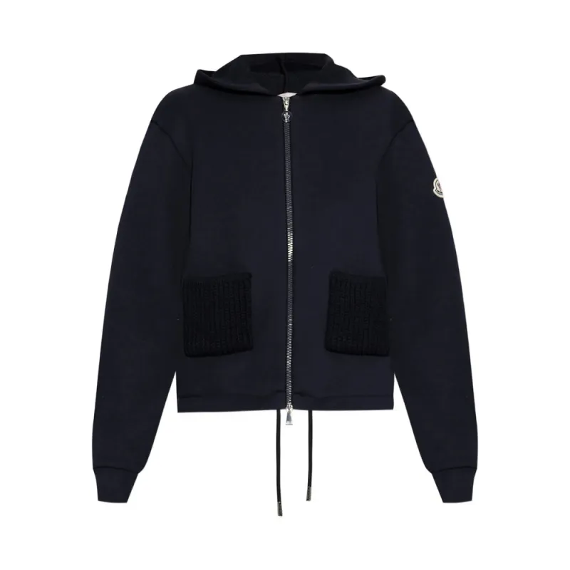 Navy Zip-Up Hooded Sweatshirt made by Moncler