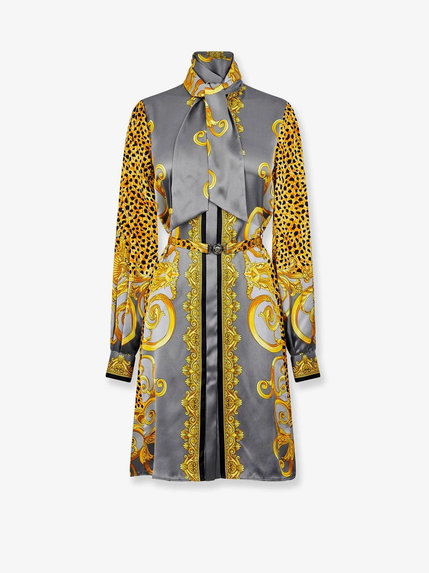 Silk Chemisier Dress with Medusa Buckle sold by Lord & Taylor