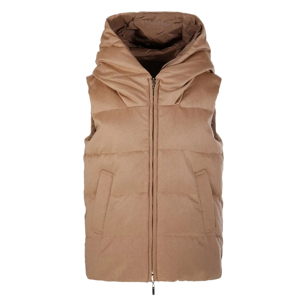 Camel Padded Hooded Waistcoat sold by Lord & Taylor
