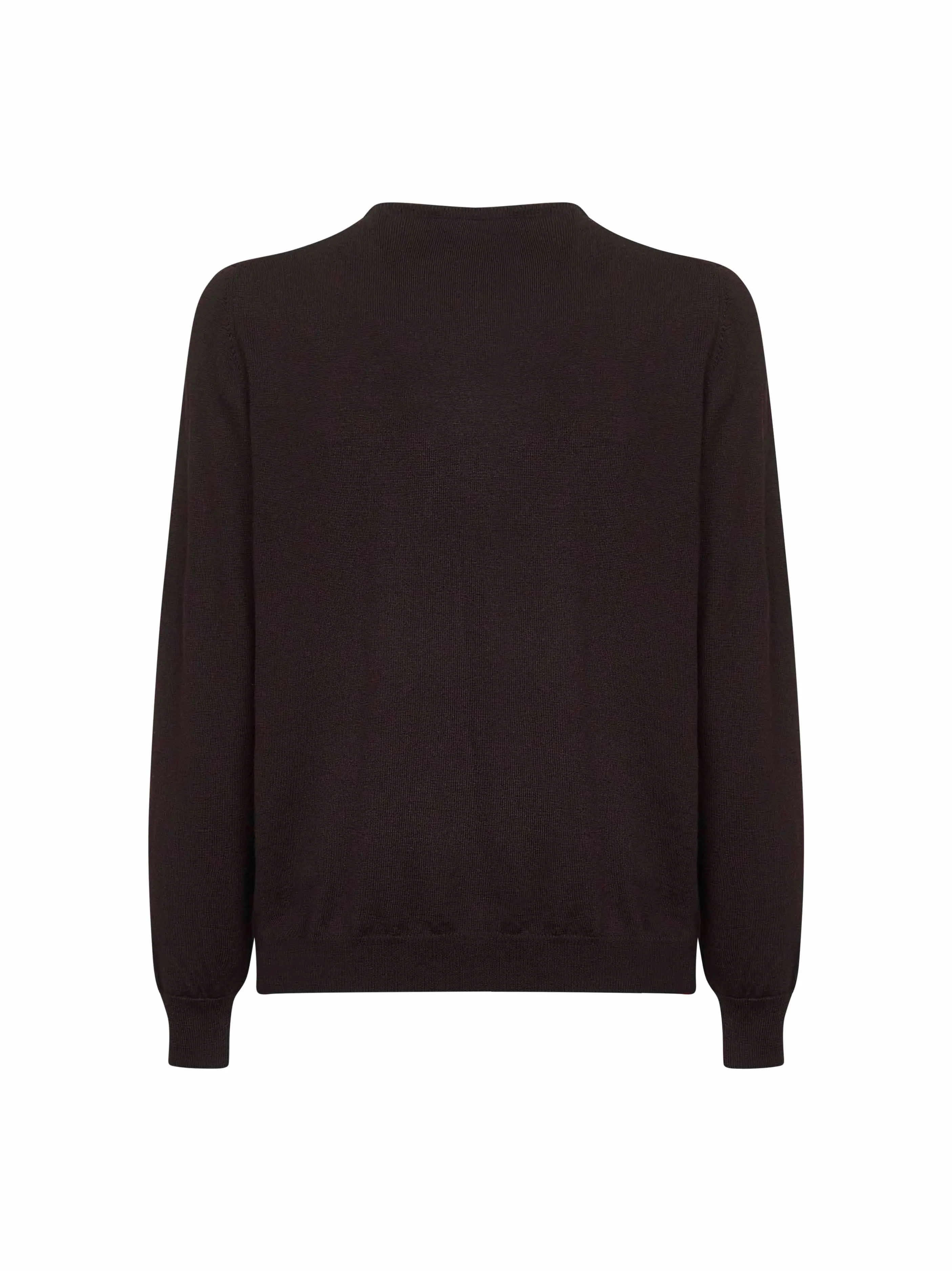 Brown Virgin Wool Knit Crewneck Sweater sold by Lord & Taylor product image thumbnail 2