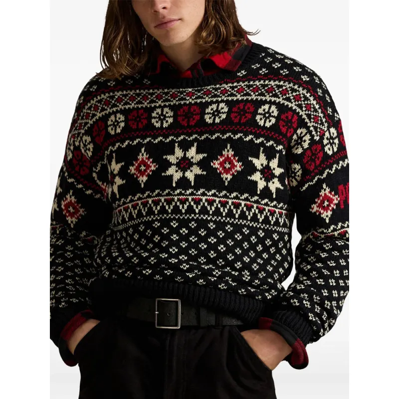 Black Fair-Isle Crew Neck Sweater sold by Lord & Taylor