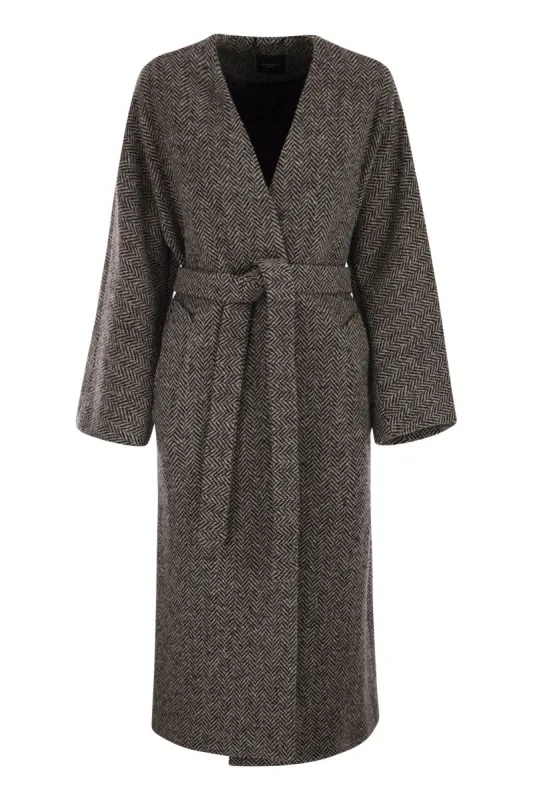 ZENICA - WOOL TWEED DRESSING GOWN COAT sold by Lord & Taylor