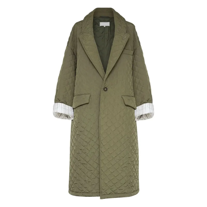 Olive Green Diamond Quilted Coat sold by Lord & Taylor
