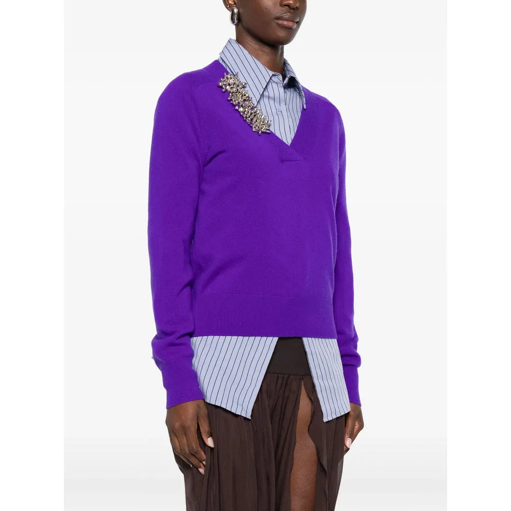 Purple V-neck Sweater sold by Lord & Taylor product image thumbnail 3