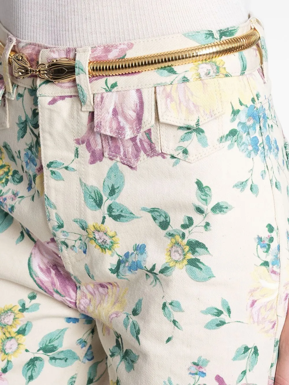 FLARE DENIM JEANS WITH ALL-OVER FLOWERS PRINT sold by Lord & Taylor product image thumbnail 5