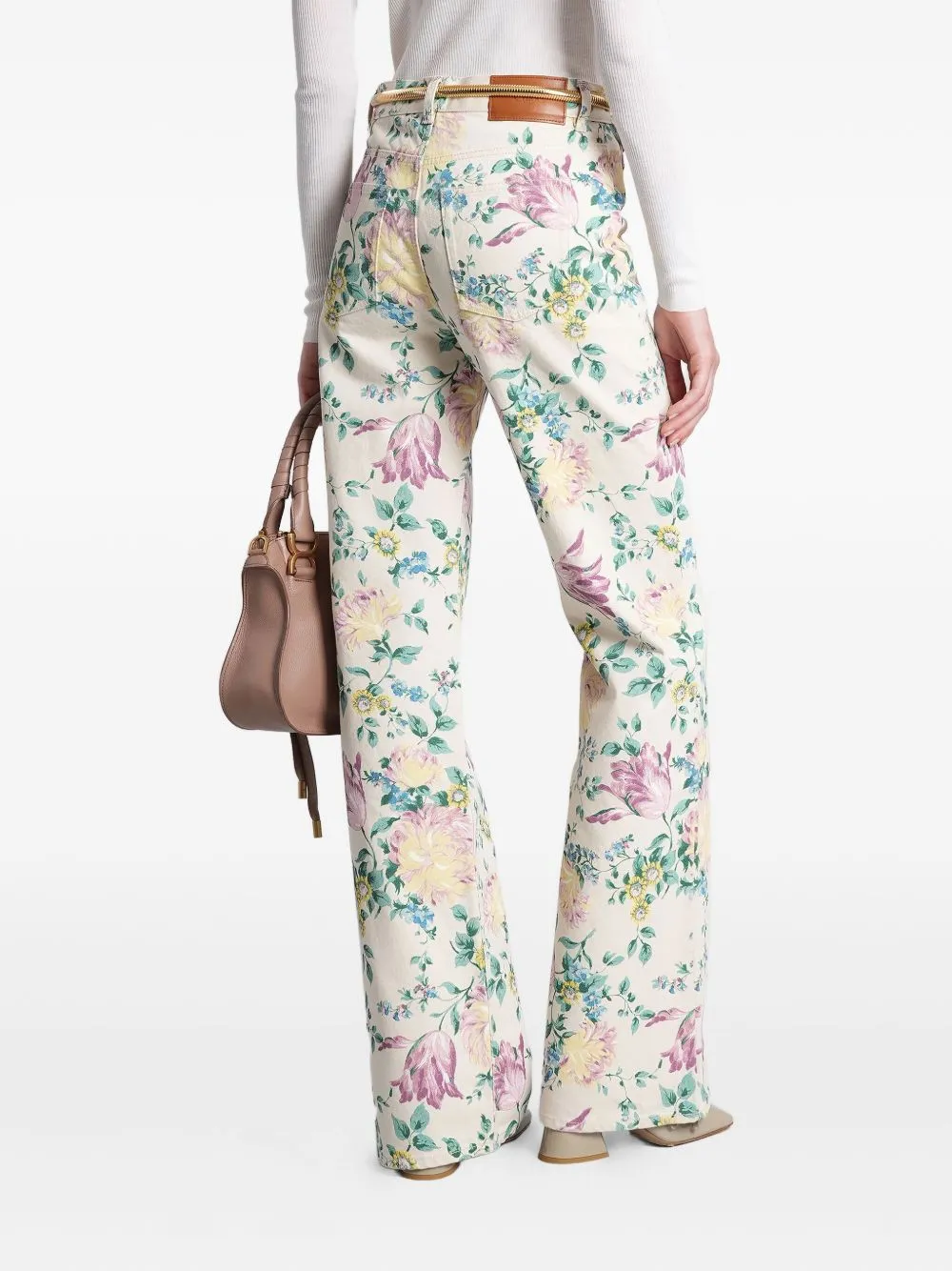 FLARE DENIM JEANS WITH ALL-OVER FLOWERS PRINT sold by Lord & Taylor product image thumbnail 2