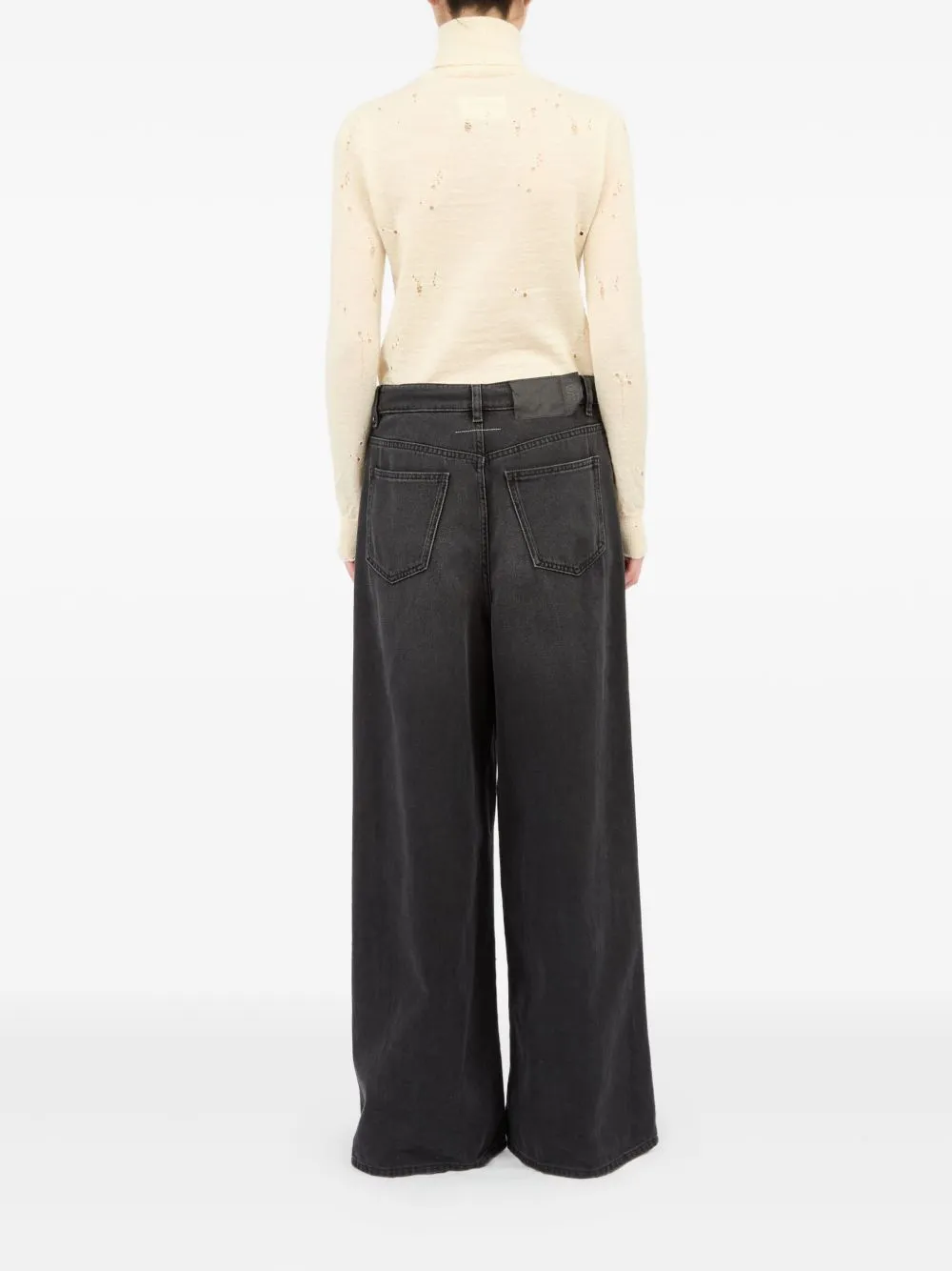 WIDE-LEG DENIM COTTON JEANS sold by Lord & Taylor product image thumbnail 3