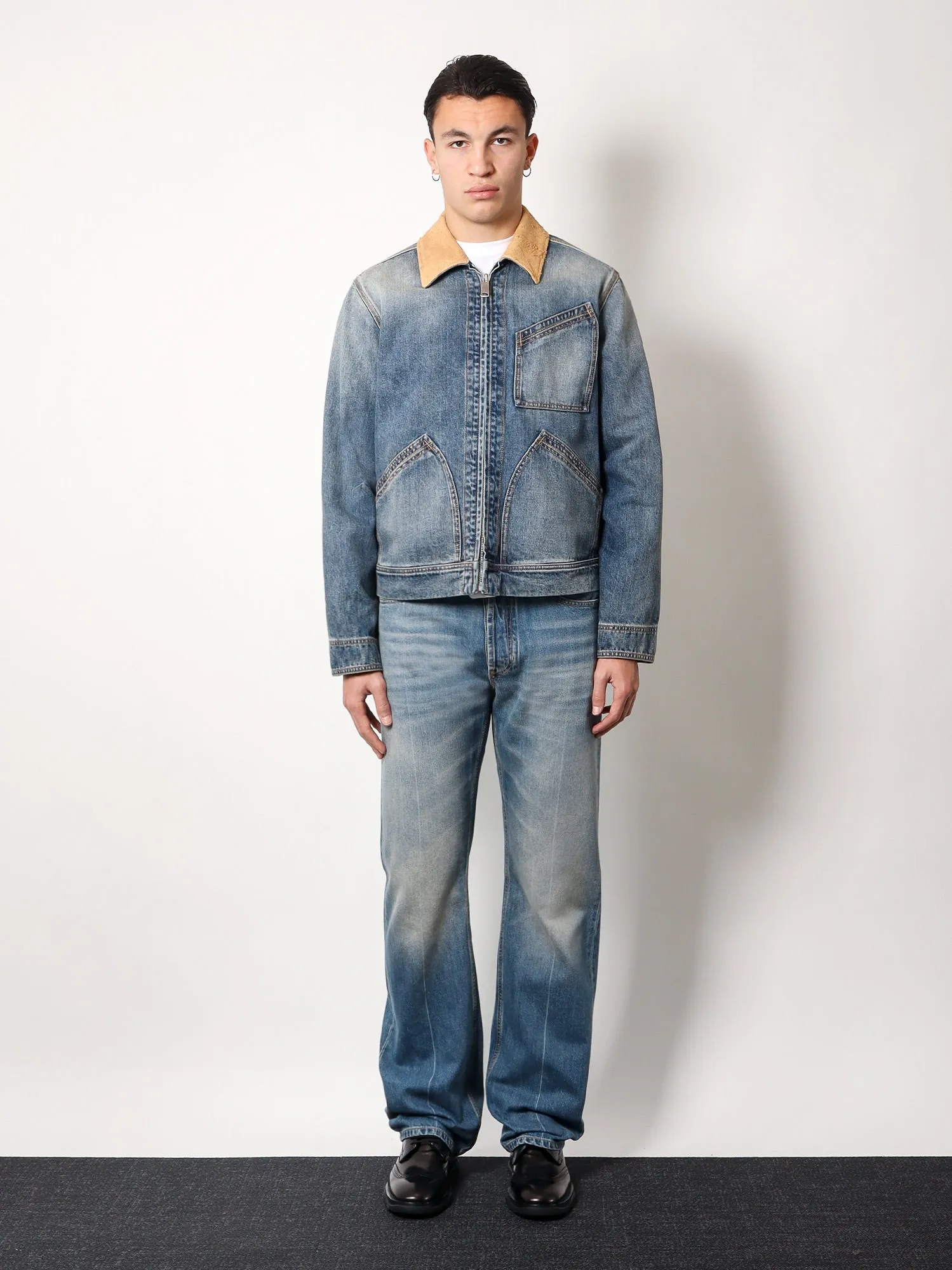Washed Blue Denim Jacket with Suede Collar sold by Lord & Taylor product image thumbnail 3