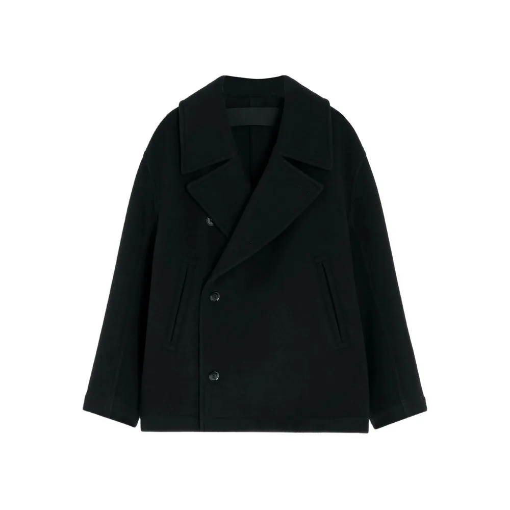 Lemaire Black Double-Breasted Coat sold by Lord & Taylor