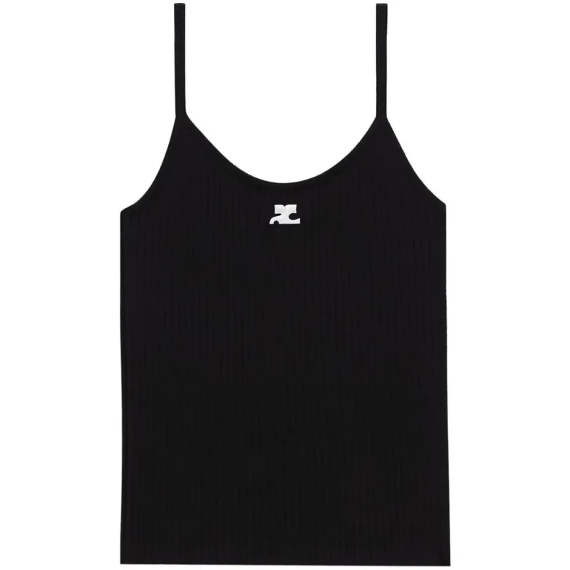 Courrèges Black Stretch Cotton Top sold by Lord & Taylor