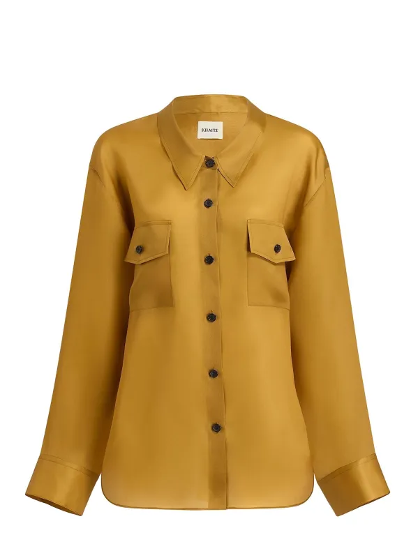 Khaite NY Matteo Shirt in Ochre Yellow sold by Lord & Taylor