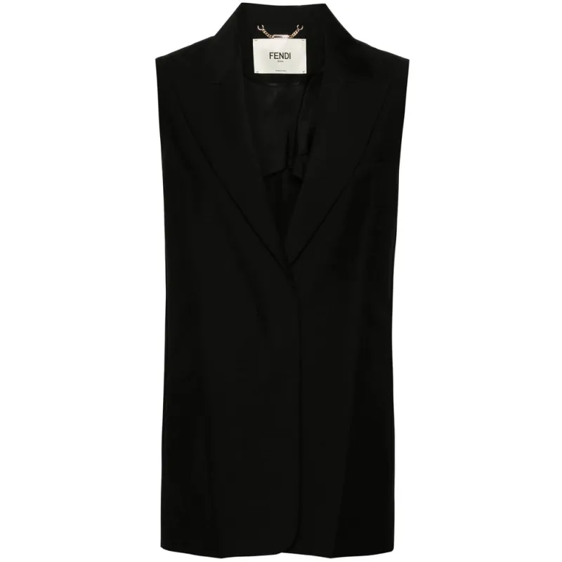 Fendi Black Mohair-Wool Blend Waistcoat sold by Lord & Taylor