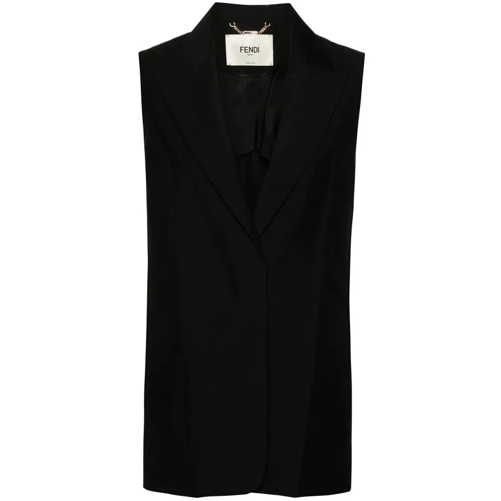 Fendi Black Mohair-Wool Blend Waistcoat sold by Lord & Taylor