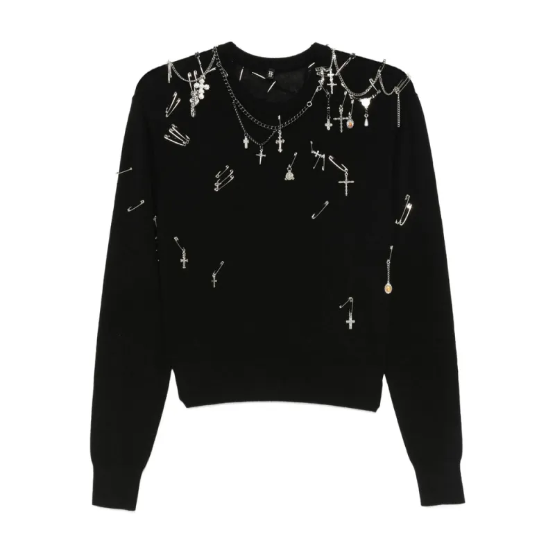 R13 Black Sweater with Safety-Pin Embellishments sold by Lord & Taylor