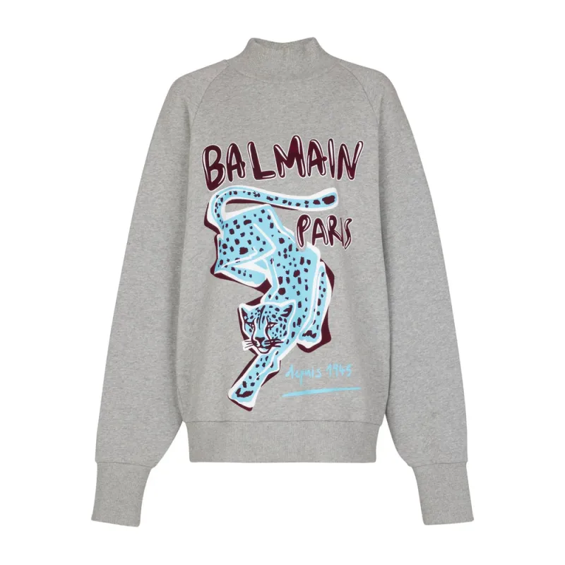 Balmain Grey Cheetah Print Sweatshirt sold by Lord & Taylor