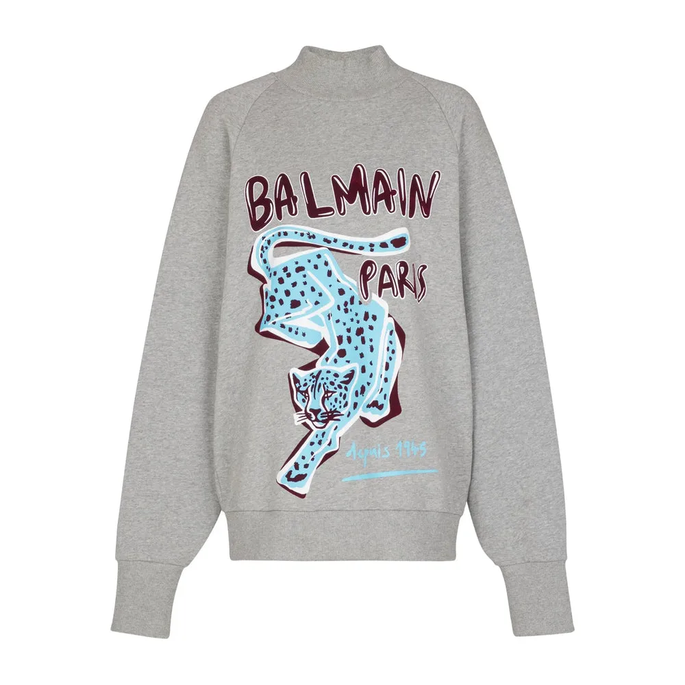 Balmain Grey Cheetah Print Sweatshirt sold by Lord & Taylor