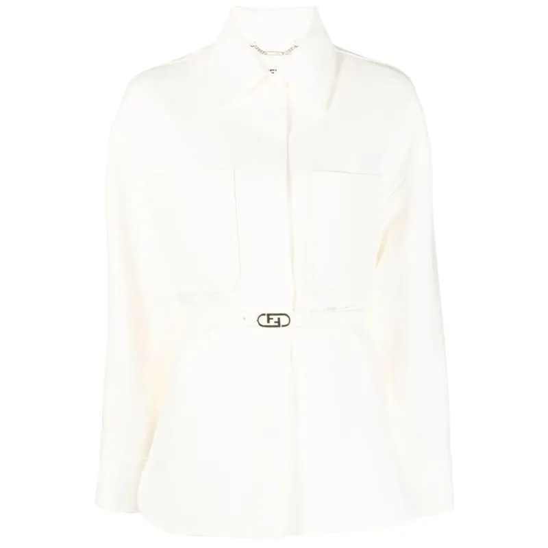 Fendi Beige Wool-Silk Blend Outerwear sold by Lord & Taylor