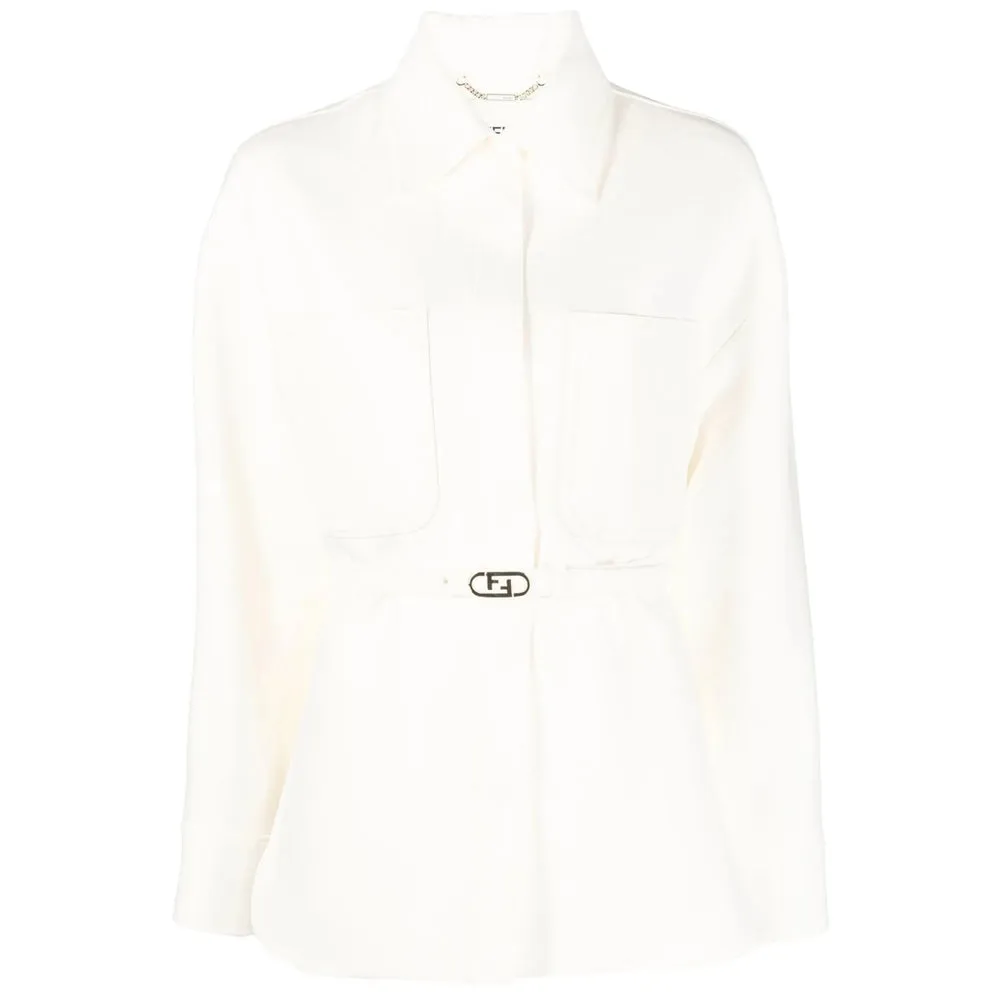 Fendi Beige Wool-Silk Blend Outerwear sold by Lord & Taylor