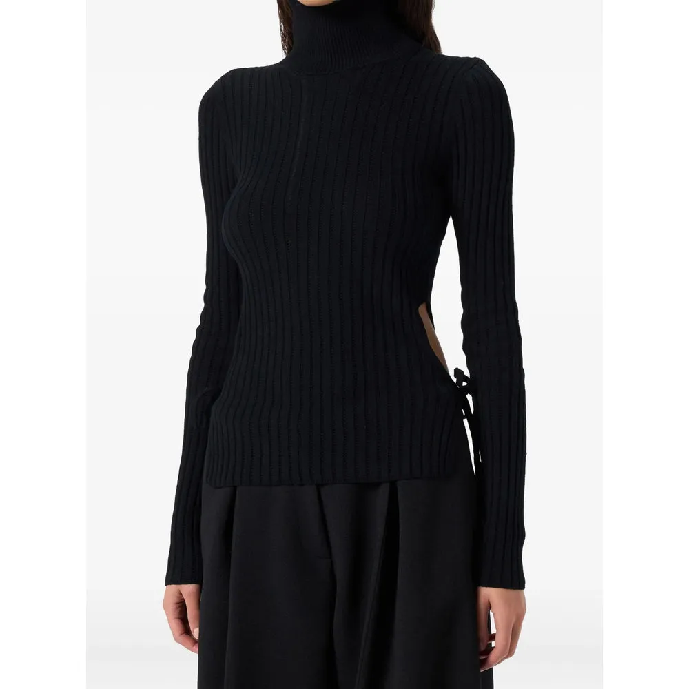 Blumarine Black Ribbed Knit Sweater sold by Lord & Taylor product image thumbnail 4