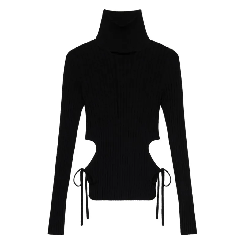 Blumarine Black Ribbed Knit Sweater sold by Lord & Taylor