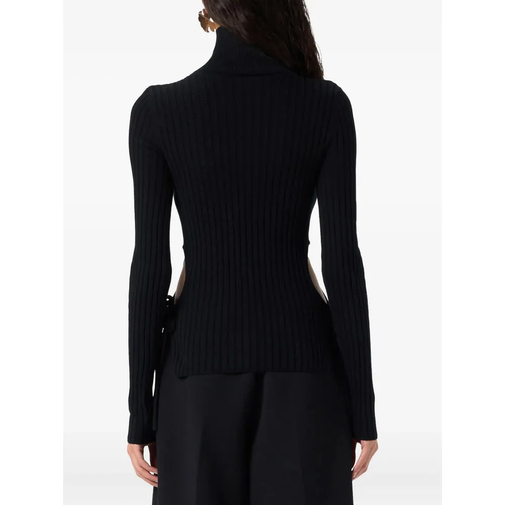 Blumarine Black Ribbed Knit Sweater sold by Lord & Taylor product image thumbnail 5
