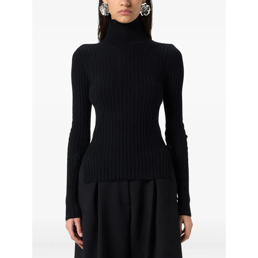 Blumarine Black Ribbed Knit Sweater sold by Lord & Taylor product image thumbnail 2