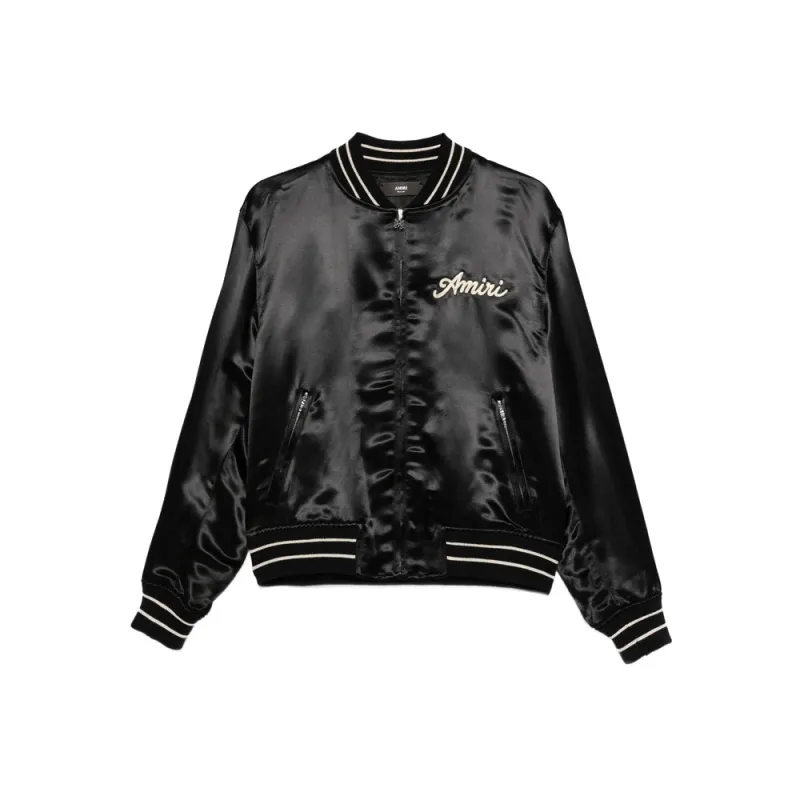 Amiri Black Satin Bomber Jacket sold by Lord & Taylor