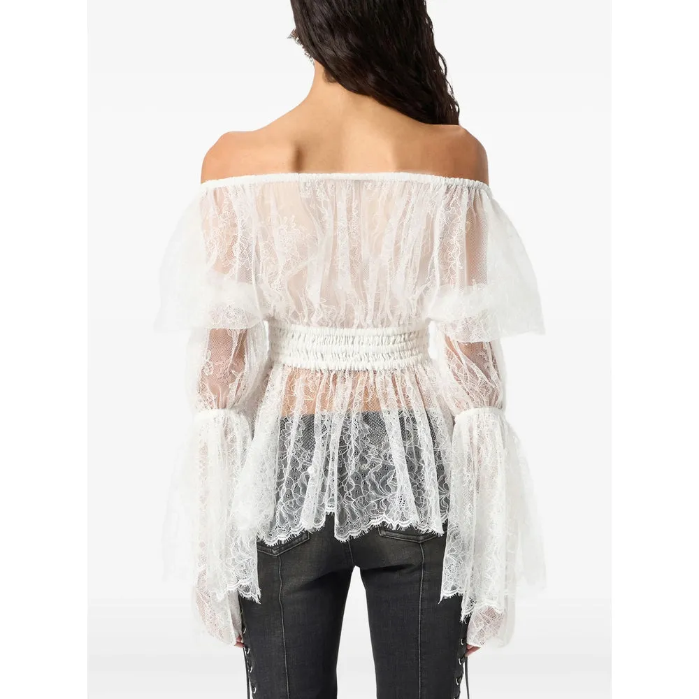 Blumarine Off-Shoulder Lace Shirt sold by Lord & Taylor product image thumbnail 3