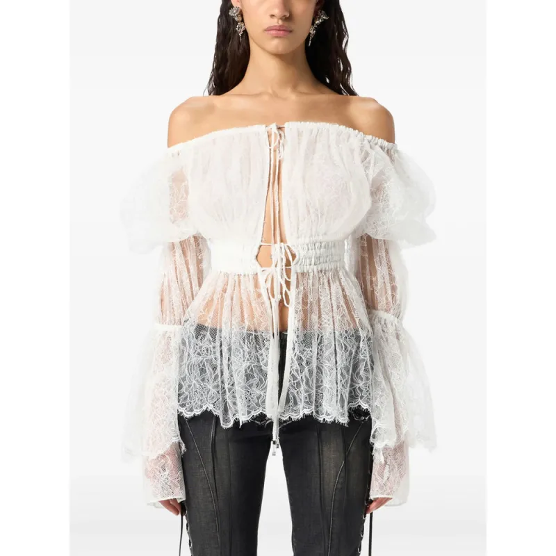 Blumarine Off-Shoulder Lace Shirt sold by Lord & Taylor