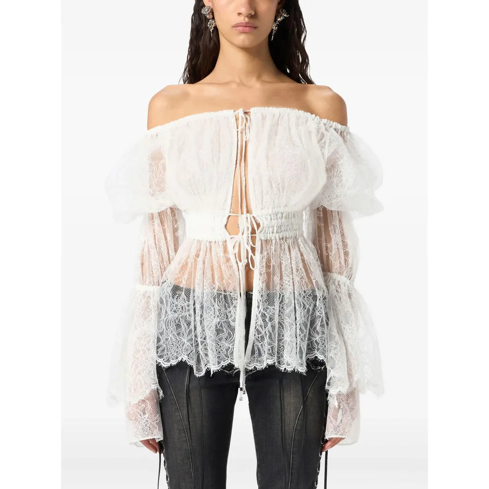 Blumarine Off-Shoulder Lace Shirt sold by Lord & Taylor