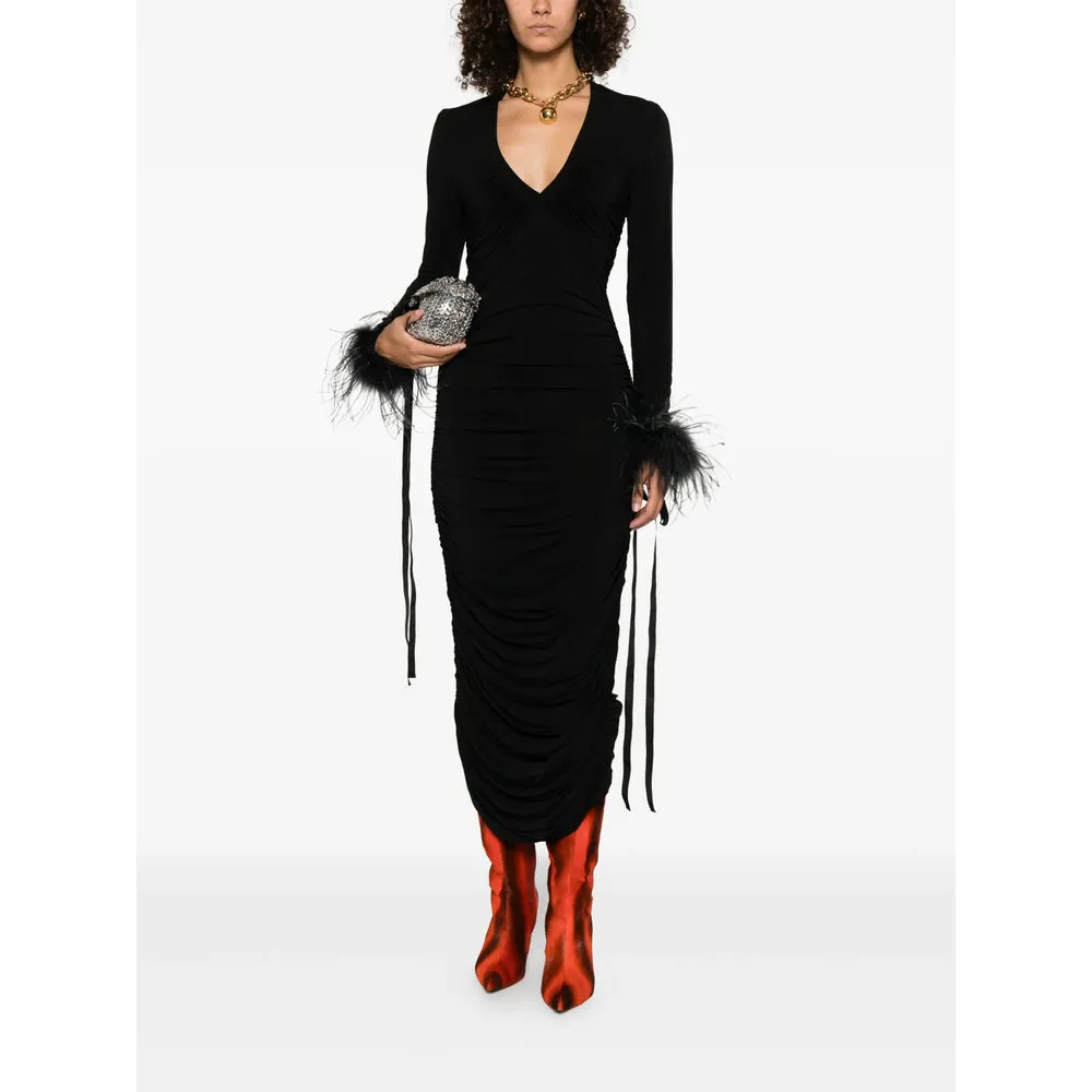 Pinko Black Dress with Feather Cuffs sold by Lord & Taylor product image thumbnail 4