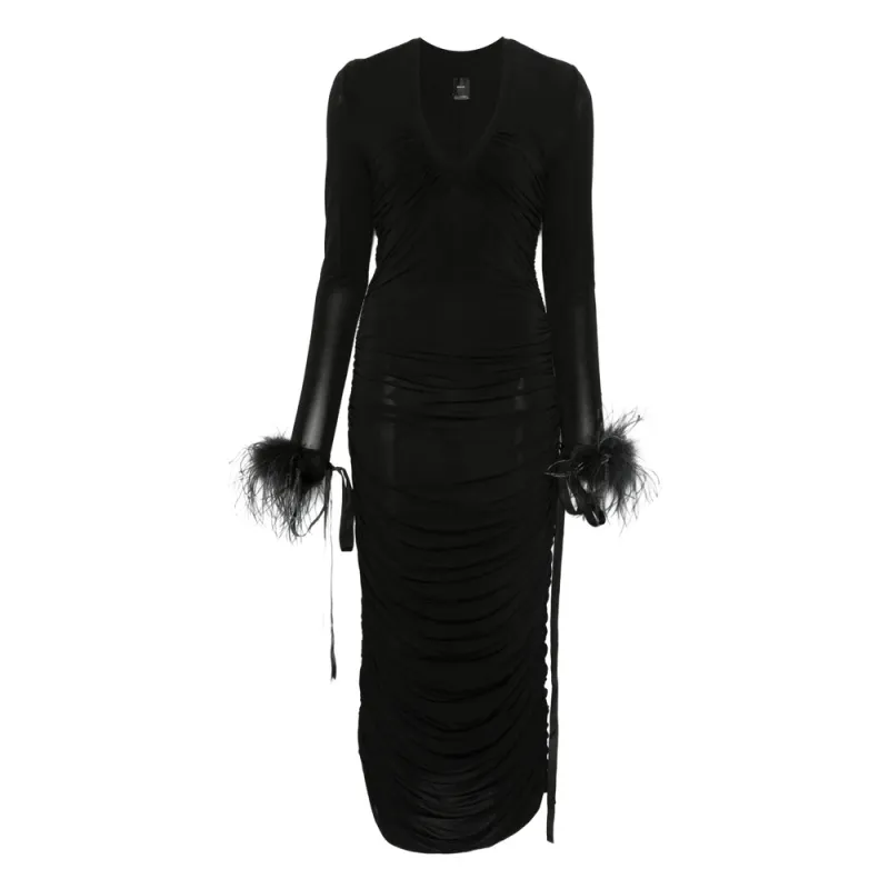 Pinko Black Dress with Feather Cuffs sold by Lord & Taylor
