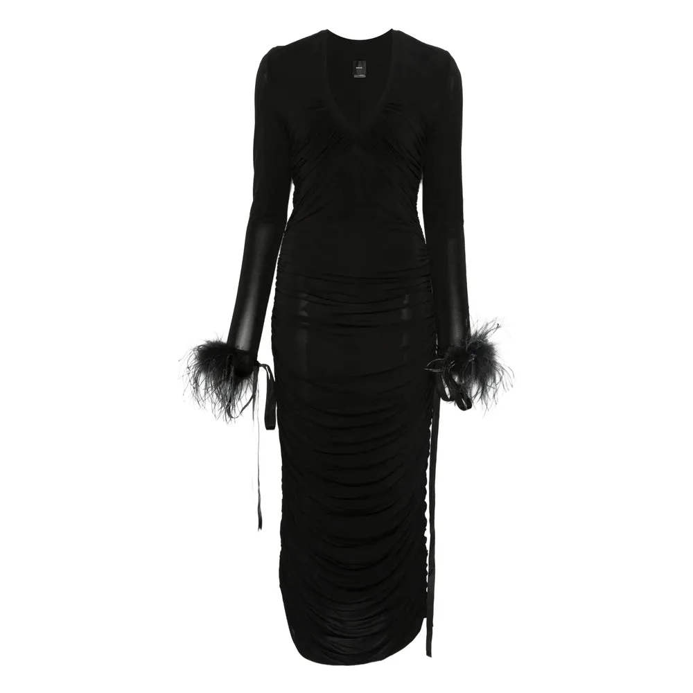 Pinko Black Dress with Feather Cuffs sold by Lord & Taylor