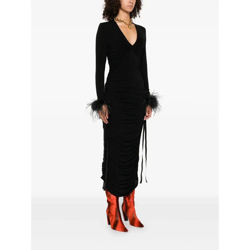 Pinko Black Dress with Feather Cuffs sold by Lord & Taylor product image thumbnail 5
