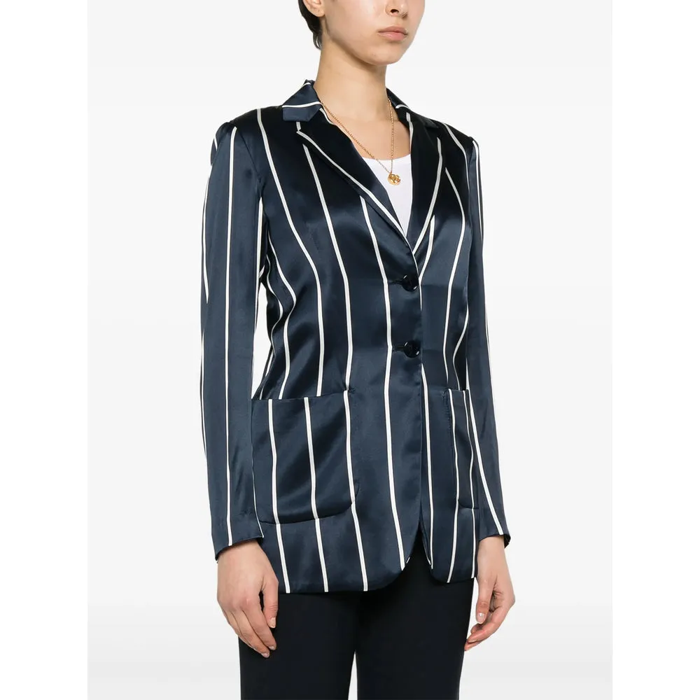 Kiton Navy Blue and White Striped Jacket sold by Lord & Taylor product image thumbnail 3
