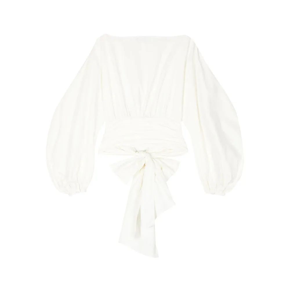 Del Core Off-White Poplin Top sold by Lord & Taylor product image thumbnail 2