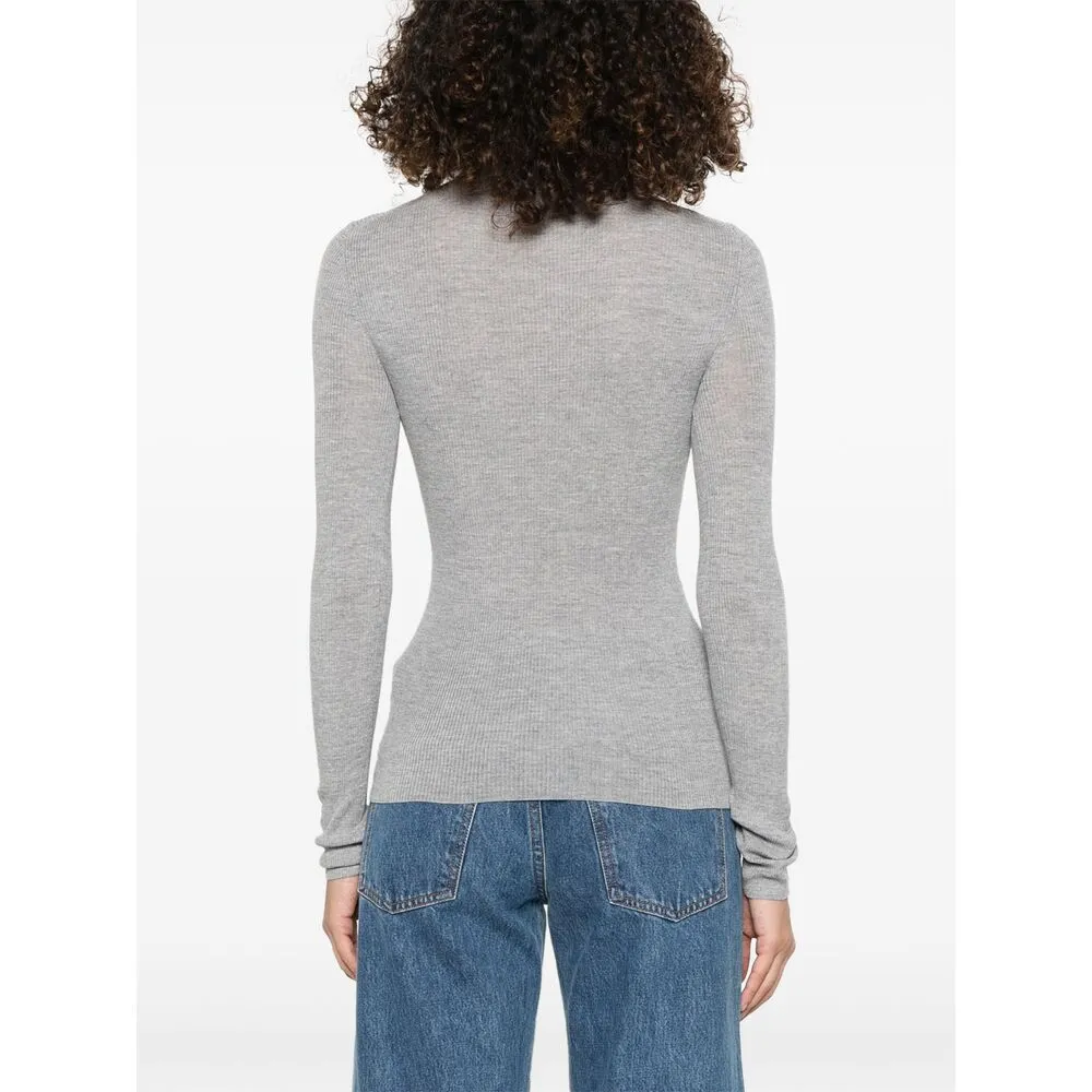 Khaite Light Grey V-Neck Sweater sold by Lord & Taylor product image thumbnail 3