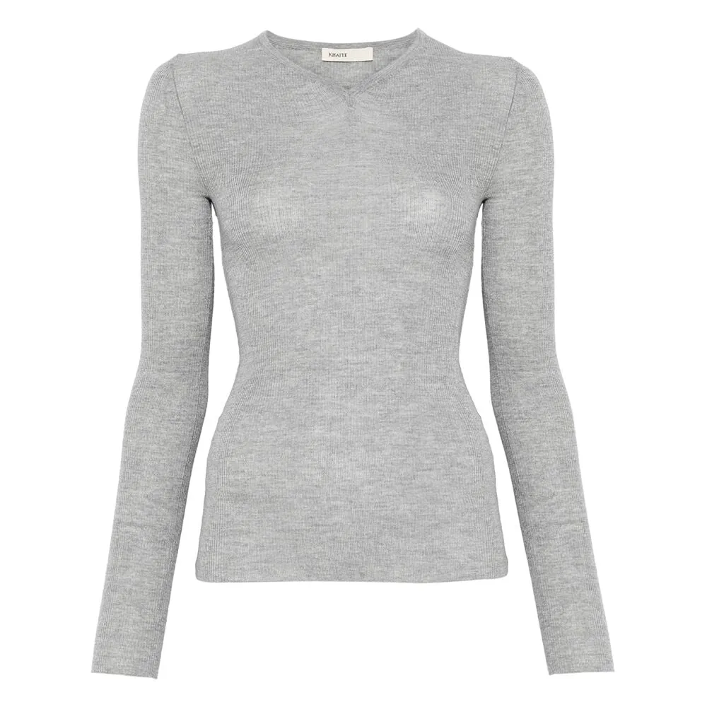 Khaite Light Grey V-Neck Sweater sold by Lord & Taylor