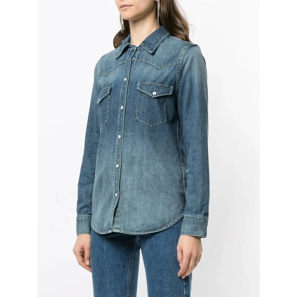 Nili Lotan Washed Blue Shirt sold by Lord & Taylor product image thumbnail 3