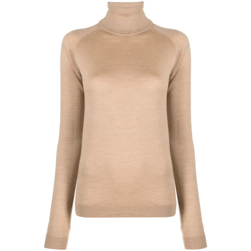 Beige Virgin Wool Blend Roll Neck Sweater sold by Lord & Taylor