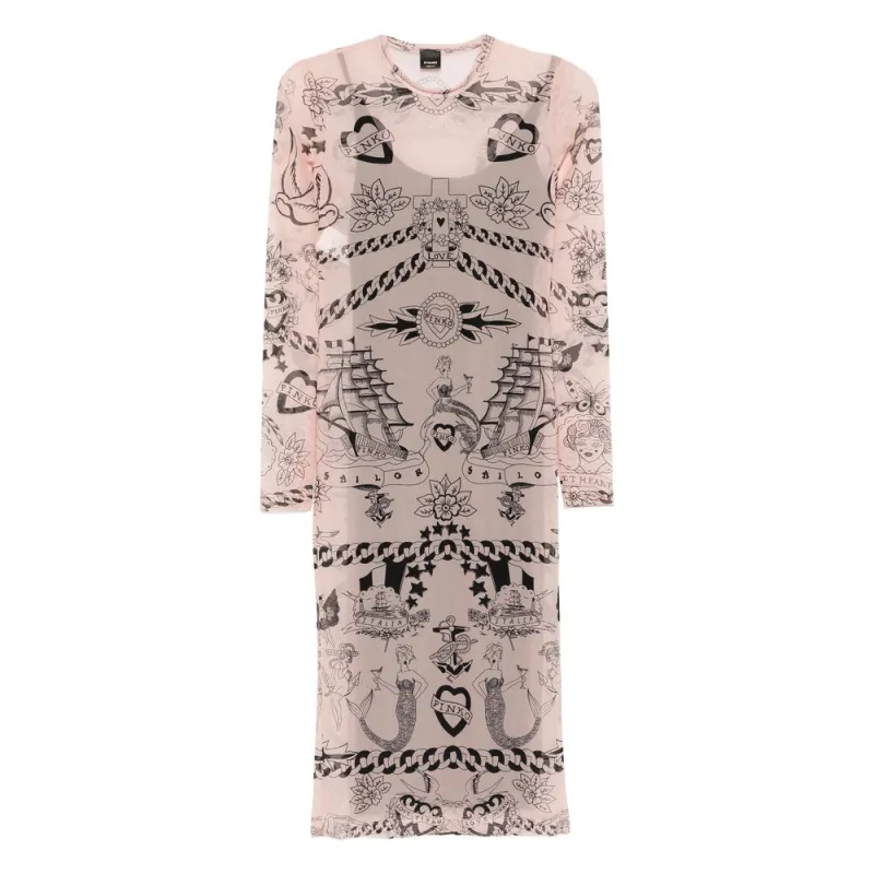 Blush Pink Tattoo Print Dress sold by Lord & Taylor