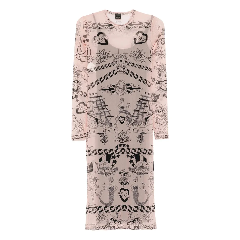 Blush Pink Tattoo Print Dress sold by Lord & Taylor