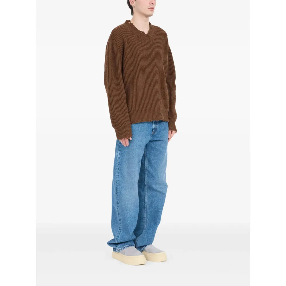 Brown V-Neck Sweater by Mm6 Maison Margiela sold by Lord & Taylor product image thumbnail 4